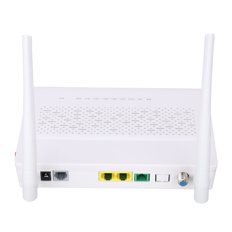 2.4GHz मल्टी फंक्शन XPON ONU 1FE 1GE WIFI POTS CATV सफेद रंग FTTH ONU ONT