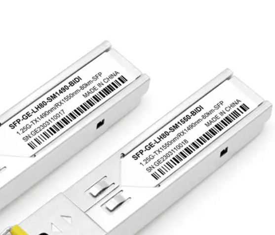 1.25G 80km SFP फाइबर ऑप्टिक ट्रांसीवर 1490/1550nm SC कनेक्टर BIDI OEM निर्माता